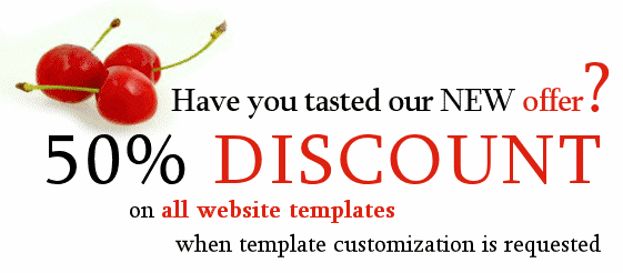50% discount on both template customization and template prices